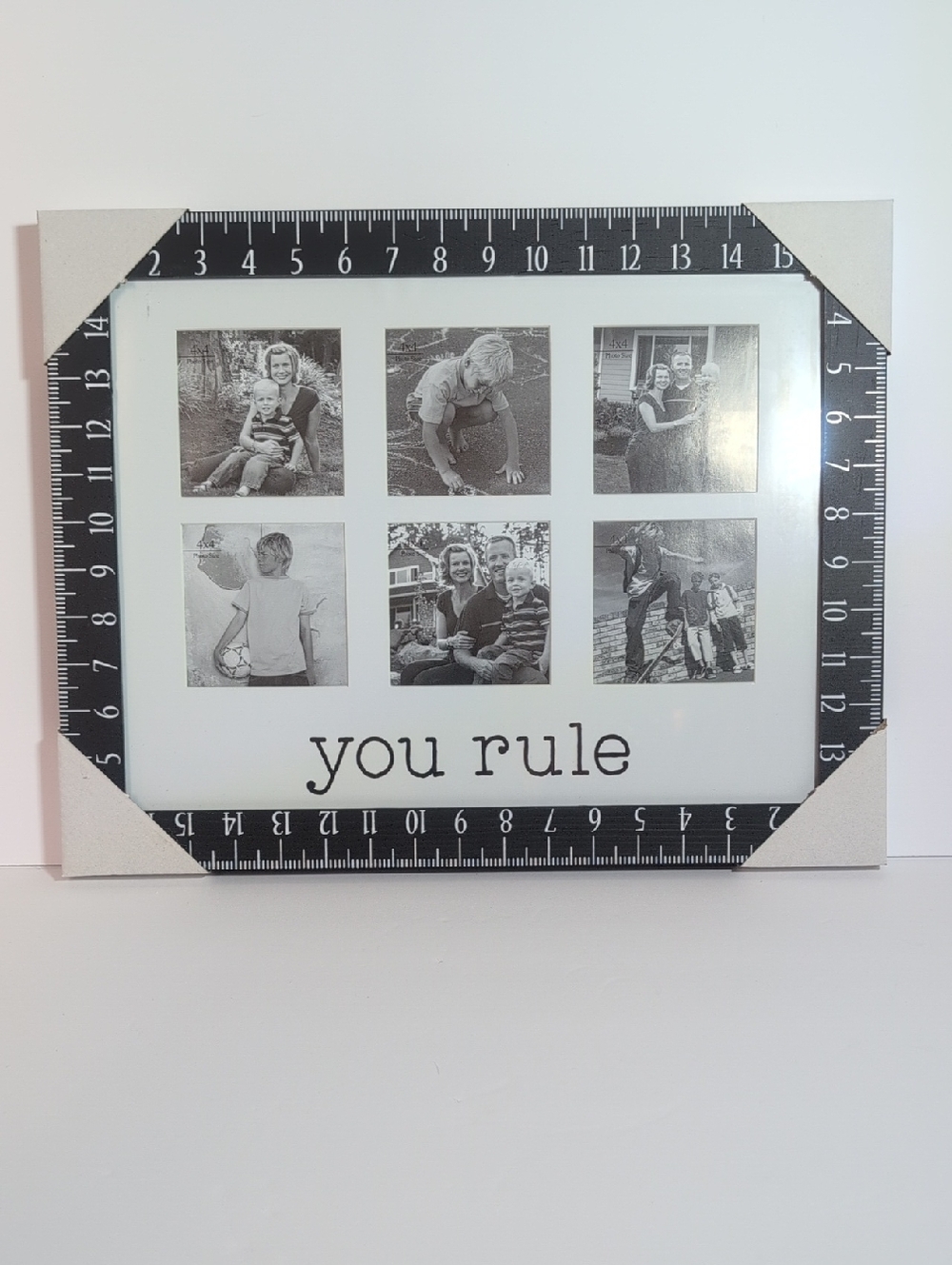 You Rule Ruler-Frame Photo Collage - Black and White NWT